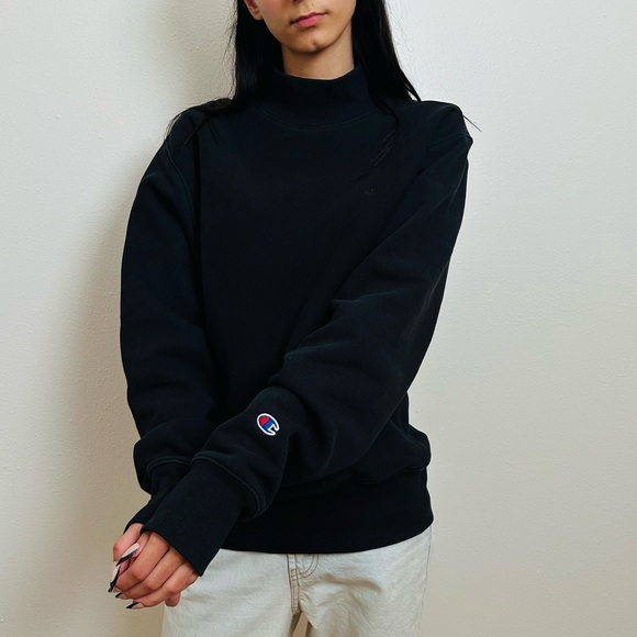 Vintage Champion Mock Neck Sweatshirt Classic Turtleneck Sweater - Picture 4 of 8